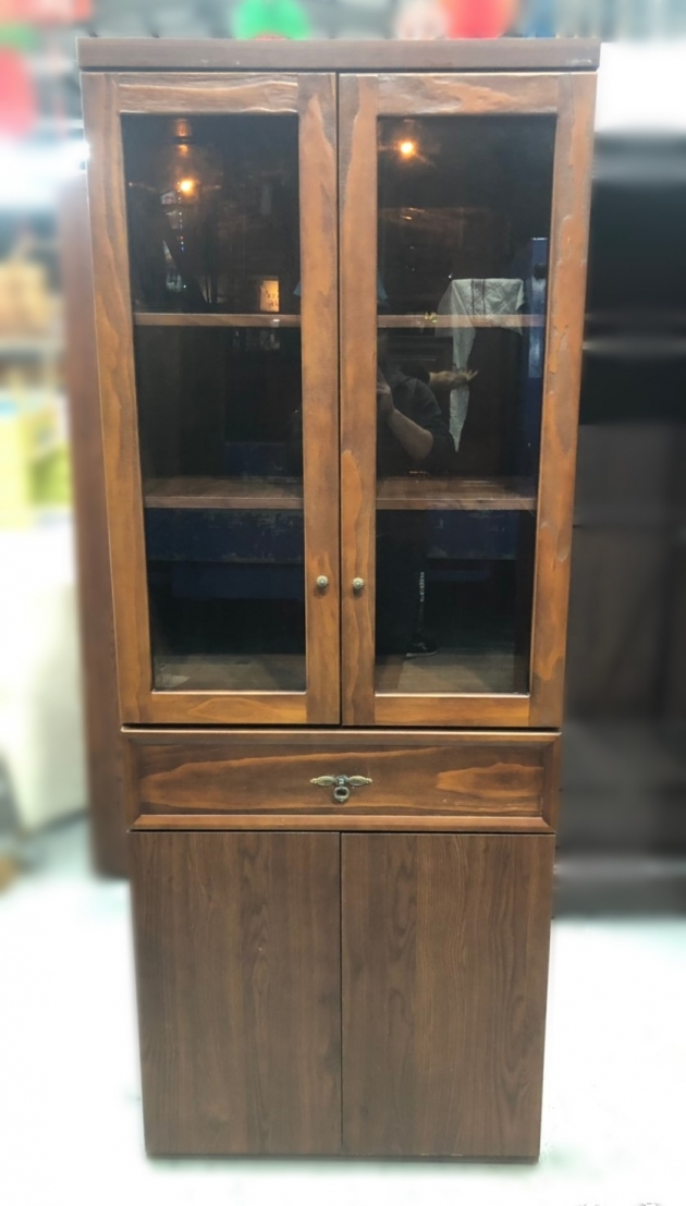 台北二手家具買賣 推薦 泰山宏品中古傢俱館 A120906 * 胡桃色實木中抽書櫃 * 二手中古 書架 書櫃 展示櫃 收納櫃