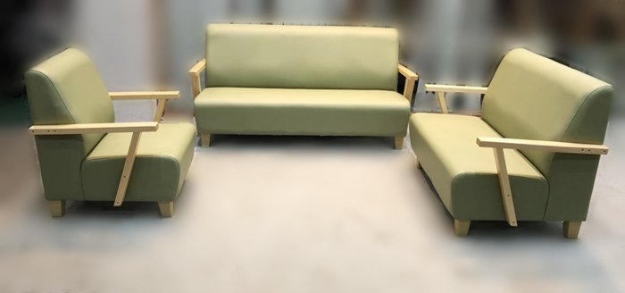 台北二手家具 泰山宏品二手家具館 ZX1107ADE*全新綠色123沙發 二手茶几 二手布沙發 木頭椅 木沙發