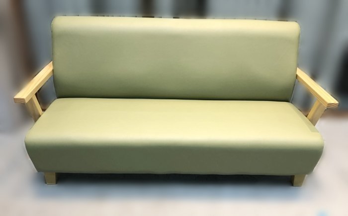 台北二手家具 泰山宏品二手家具館 ZX1107FJ*全新綠色三人坐皮沙發(中) 二手茶几 二手布沙發 木頭椅 木沙發
