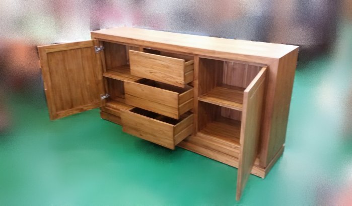 樂居二手家具 全新中古傢俱 TK-A0BC *原木 實木柚木2門3抽收納櫃* 餐櫃 電視櫃 隔間平面櫃 高低餐櫃 展示櫃