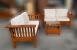 樂居二手家具(中) 便宜2手傢俱拍賣A122201柚木2+2沙發附小茶几* 二手客廳桌椅 二手布沙發 木頭椅 木沙發
