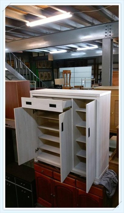 樂居二手家具館 全新中古傢俱 BN-CJE*全新鋼刷白木芯板鞋櫃/ 鞋架 收納櫃 置物櫃*客廳家具拍賣 沙發 茶几