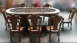 樂居二手家具生活館(中) 台中全新中古傢俱買賣 P130 *全新實木柚木歐式雕刻餐桌椅組 一桌8椅* 實木家具拍賣 大茶
