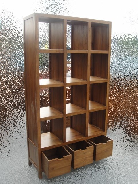 樂居二手家具館 TK-A020全新柚木書櫃 實木展示架 高低櫃 藝品展示櫃* 2手傢俱拍賣家 酒櫃 置物櫃