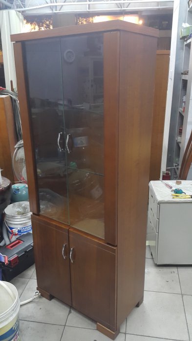樂居二手家具 全新中古傢俱賣場 SC0526DJJH2 全新妮絲實木玻璃書櫃*酒櫃 收納櫃 高低櫃 展示櫃 置物櫃