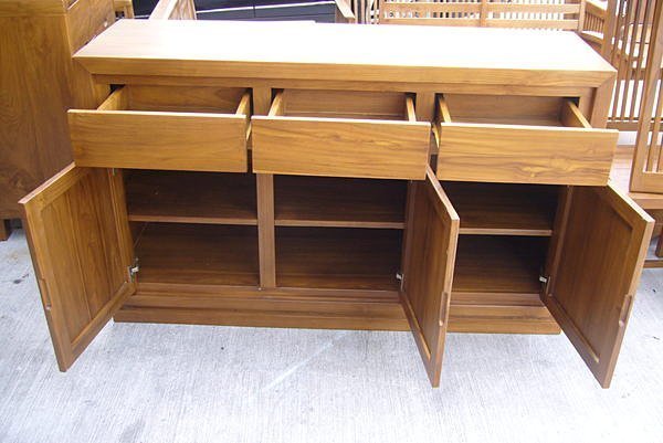 樂居二手家具 全新中古傢俱 零碼*P880原木 實木 柚木收納櫃 *電視櫃/ 隔間平面櫃/ 高低餐櫃/ 展示櫃/TV櫃