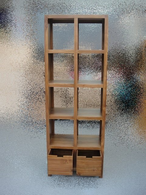 樂居二手家具 TK-H09*全新柚木書架 實木展示櫃 高低櫃 置物櫃 書廚 藝品收藏櫃 酒櫃*台中2手家具拍賣家中古傢俱