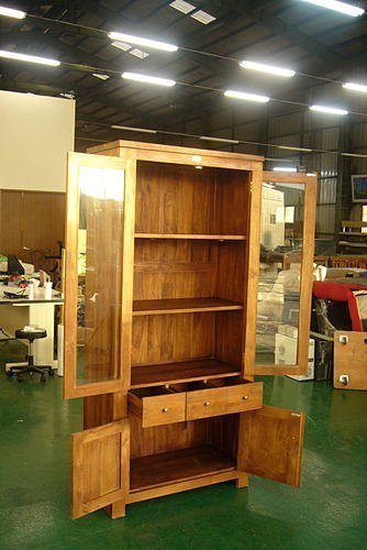 樂居二手家具館 全新柚木玻璃書櫃 展示櫃 文件櫃 邊櫃 收納櫃 高低櫃 電視櫃 沙發 展示櫃 酒櫃 書架