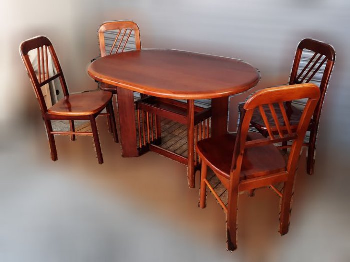 樂居二手家具 便宜2手傢俱拍賣 A1009GJJ 柚木色餐桌+4椅 洽談桌 會議桌 辦公桌 電腦桌書桌 台北桃園台中新竹