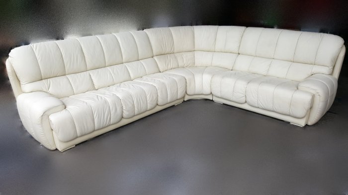 樂居二手家具(中) 便宜2手傢俱拍賣B52305白色L型皮沙發/桌椅/茶几/高低櫃/客廳傢俱大出清