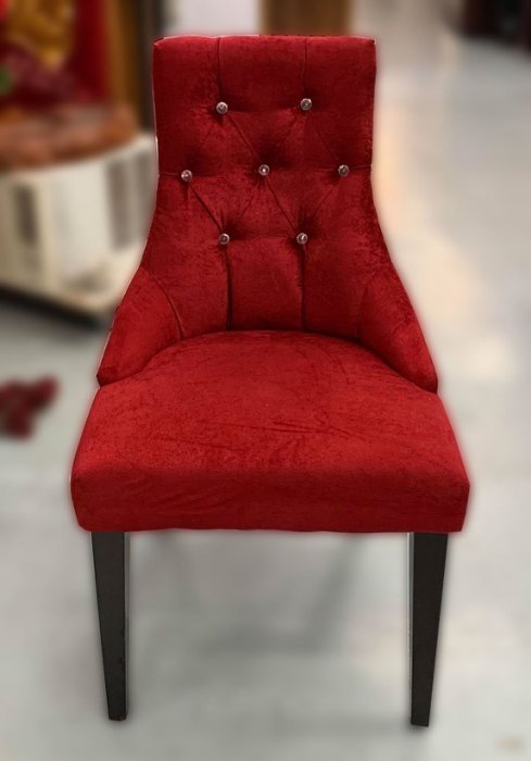 宏品二手家具館 全新中古傢俱拍賣 F62603*紅色絨布沙發椅* 書桌椅 餐椅 新竹台北南投苗栗