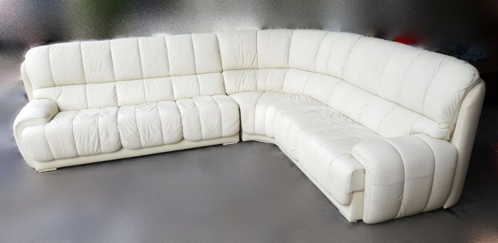 【宏品二手家具館】B52305*白色L型皮沙發*
